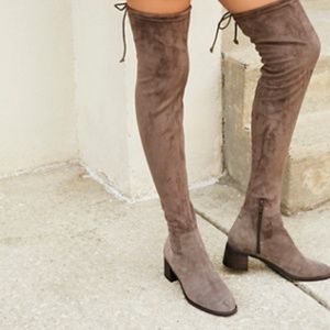Free People Coast To Coast Taupe Over Knee Boots